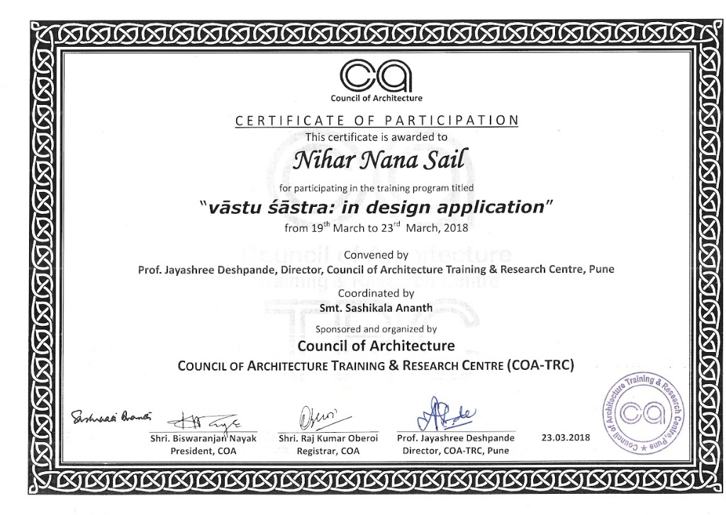 Council of Architecture Vastu Certificate