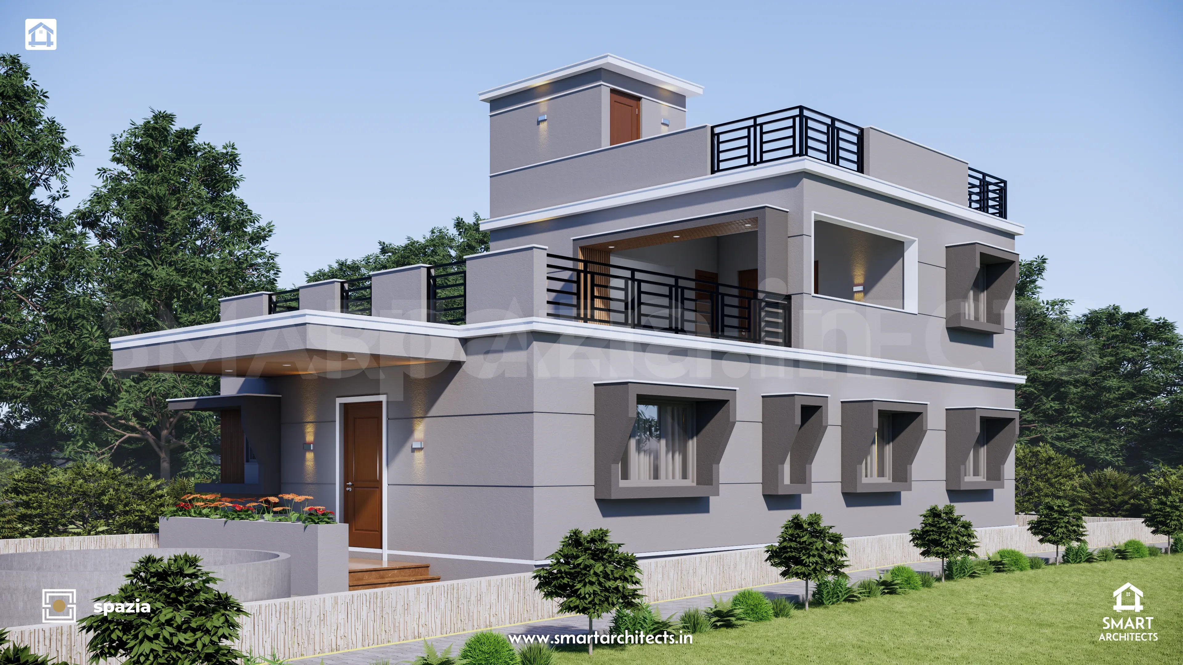 Minimalist Modern Bungalow at Malvan — Perspective View 3