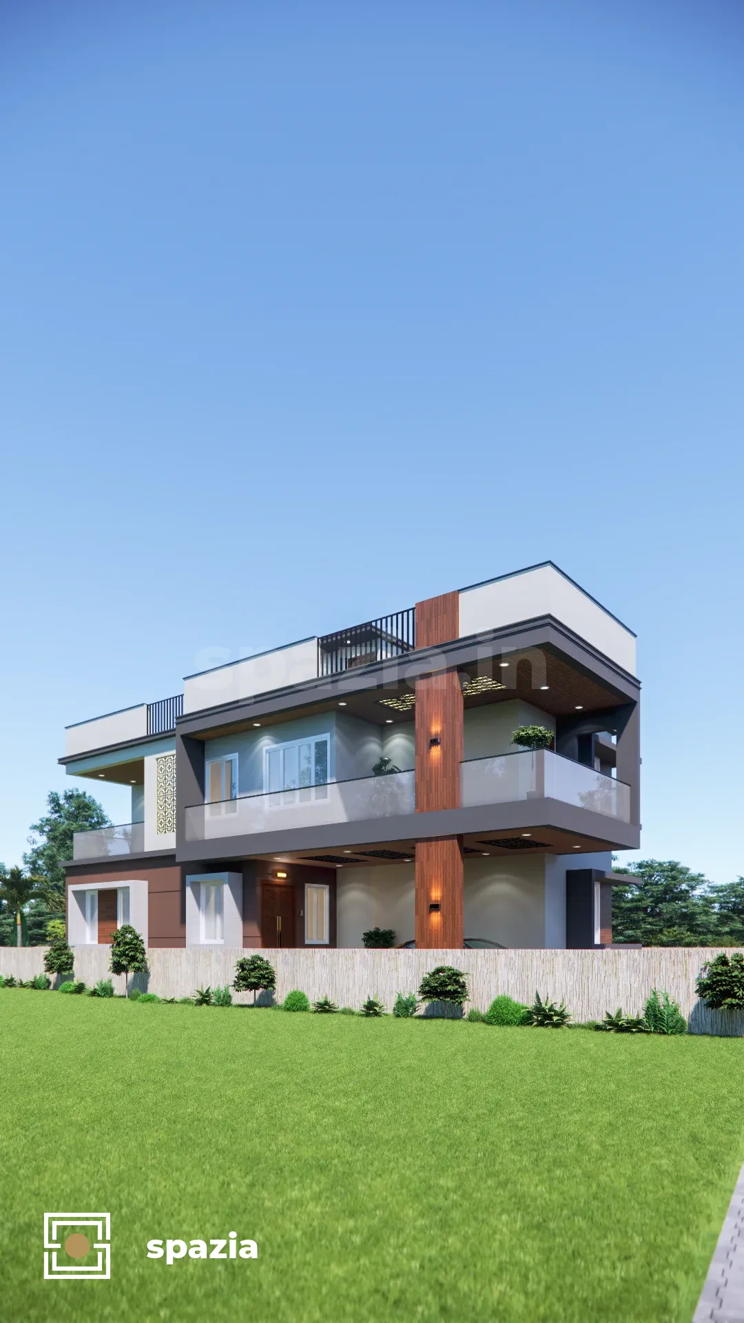 Minimalist Modern Bungalow at Malvan — Perspective View 2