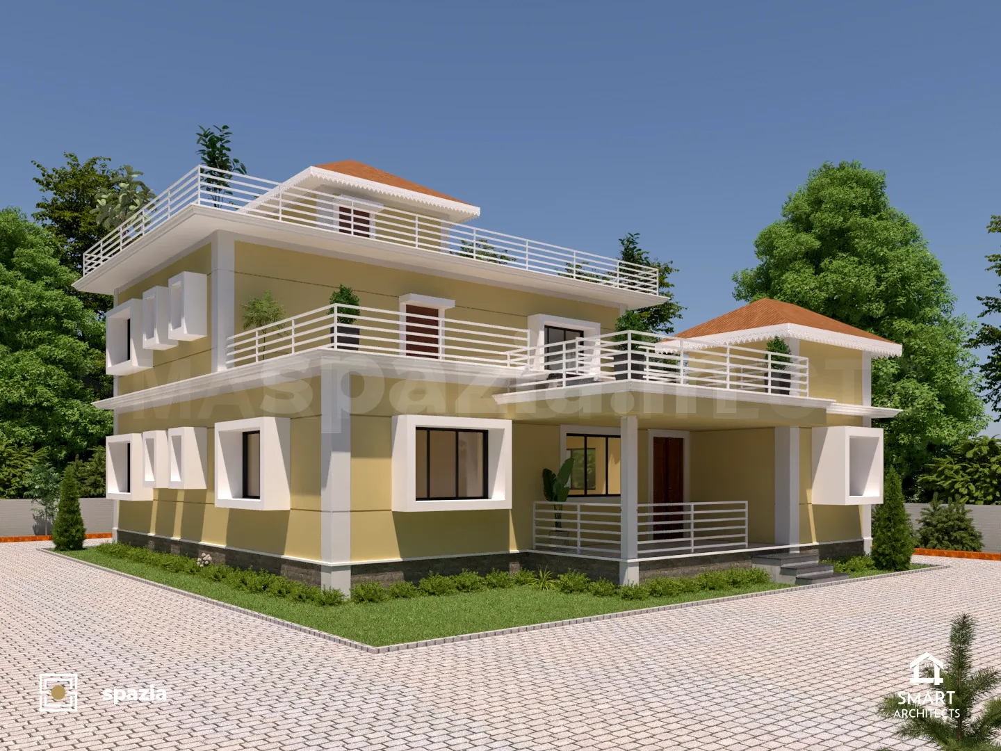 Tropical Modern Bungalow — Perspective View 12