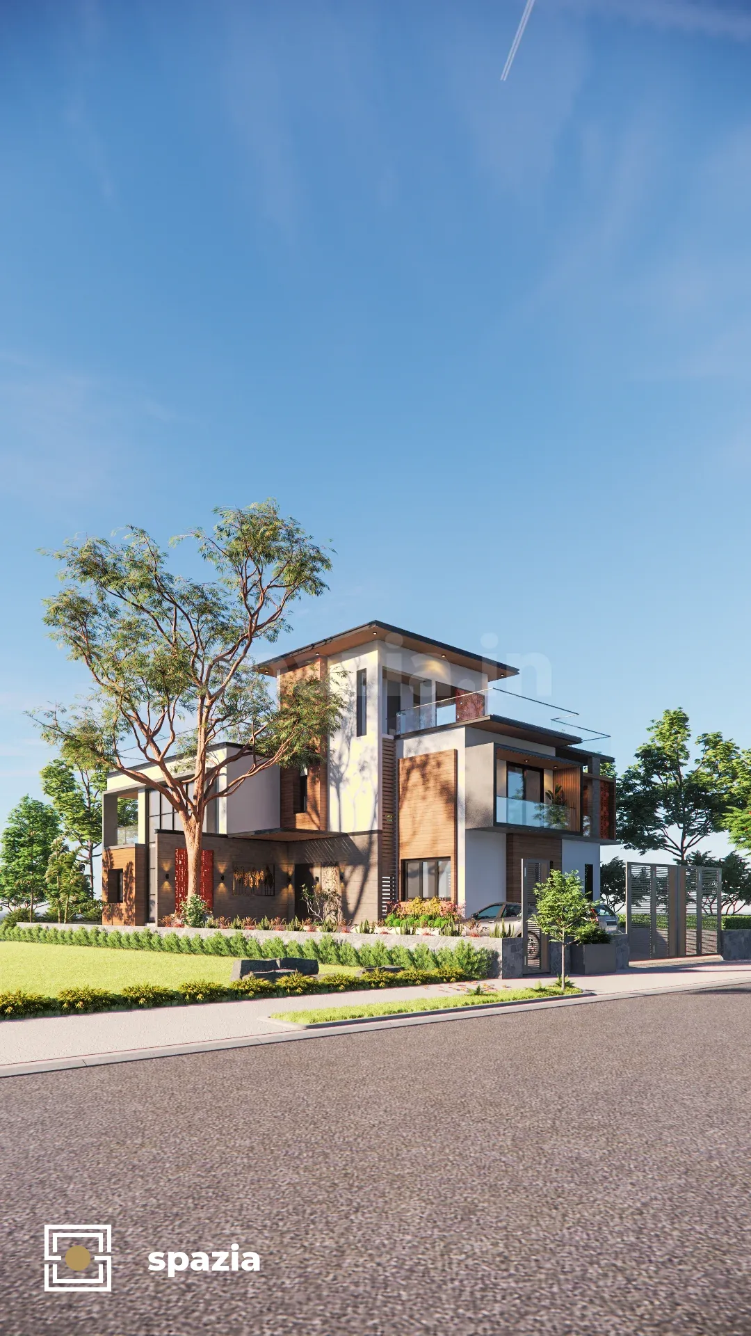 Minimalist Modern Bungalow at Malvan — Perspective View 7